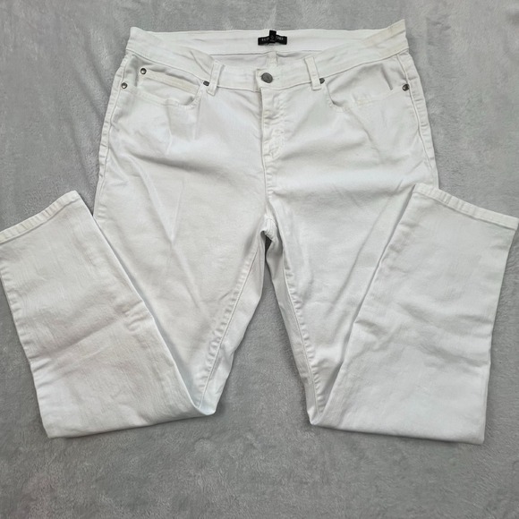 Eileen Fisher White Denim Jeans Petite 14P USA Made Minimalist Organic Cotton - Picture 1 of 9